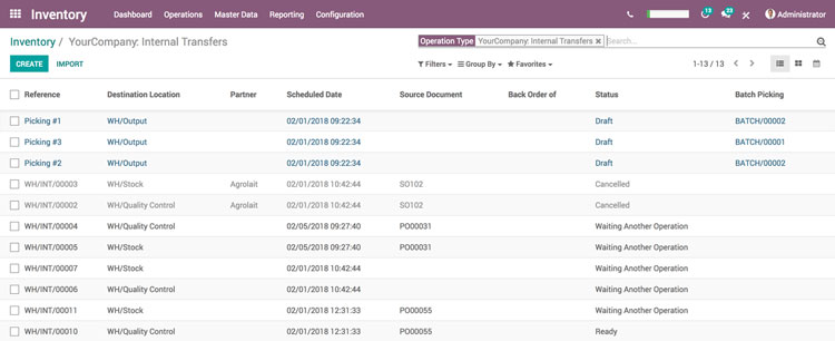 Tracking multiple stocks with Odoo Inventory