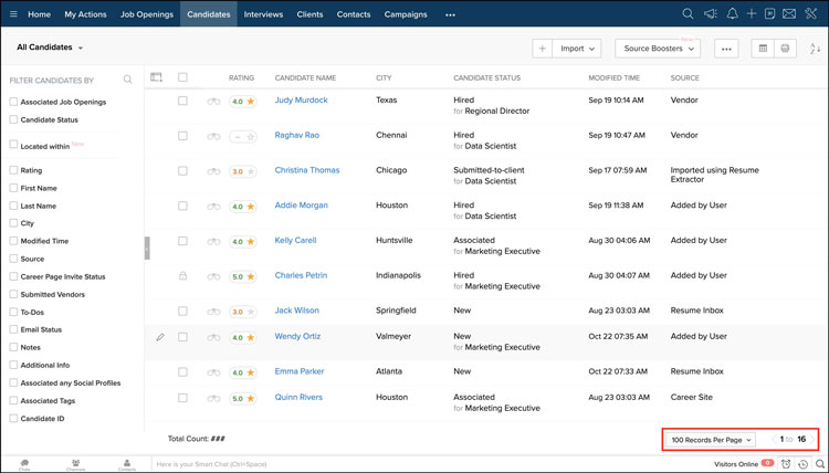 Zoho Recruit Candidate Databases