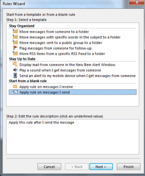 Outlook Rules Wizard