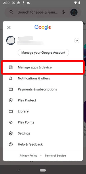 Manage Google Account