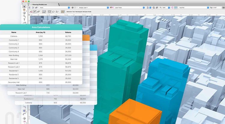 Area calculation with 2D Models with VectorWorks Architect