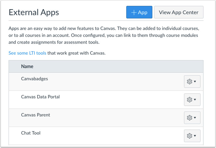 Canvas External Apps Management