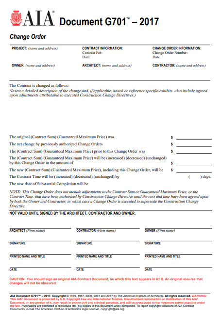 AIA Change Order Form