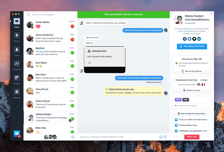 Crisp Chatroom To Communicate With Multiple Customers