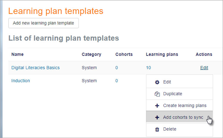 Moodle Learning Plan Templates