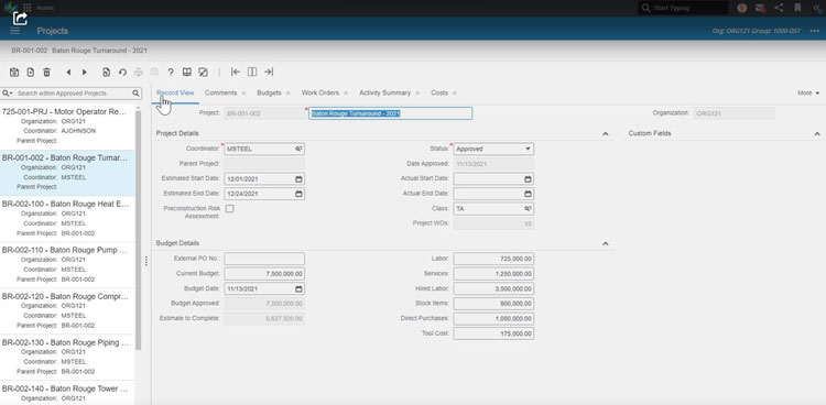 Managing Maintenance Project Records with HxGN EAM