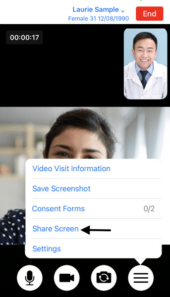 DrChrono Screensharing Feature During a Video Call