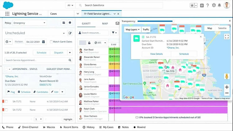 Scheduling Gantt Chart View in Salesforce Field Service