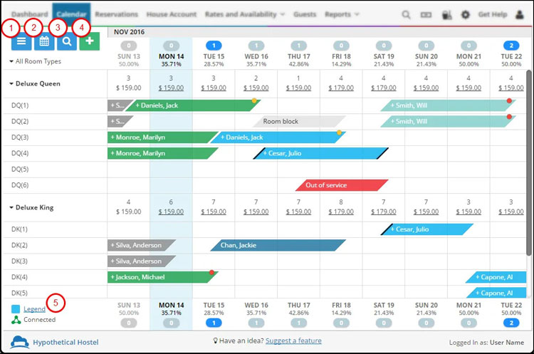 Booking Calendar in Cloudbeds