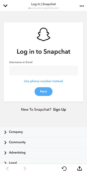 On iOS Log In to Snapchat