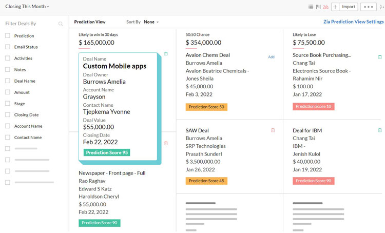 Deal Management Zoho