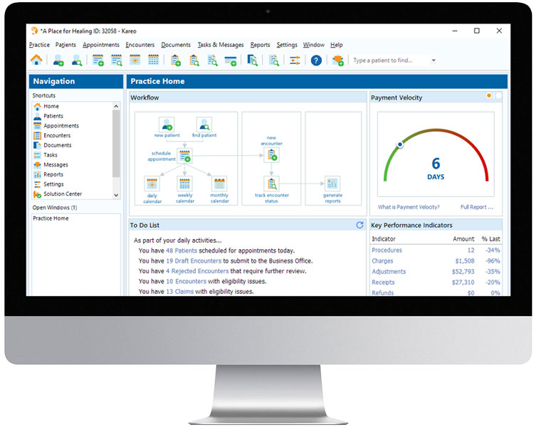 Kareo Practice Management Billing Dashboard