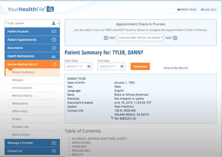 Patient Summary in Nextgen Healthcare Patient Portal