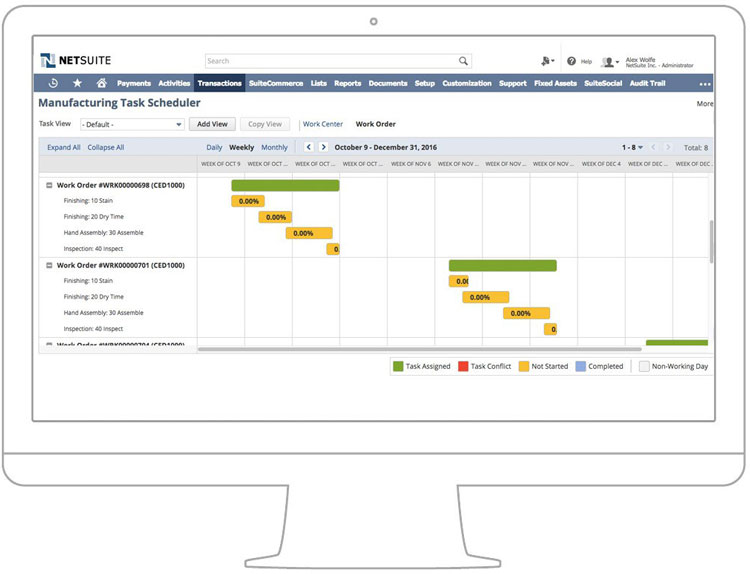 Netsuite Manufacturing Task Scheduler