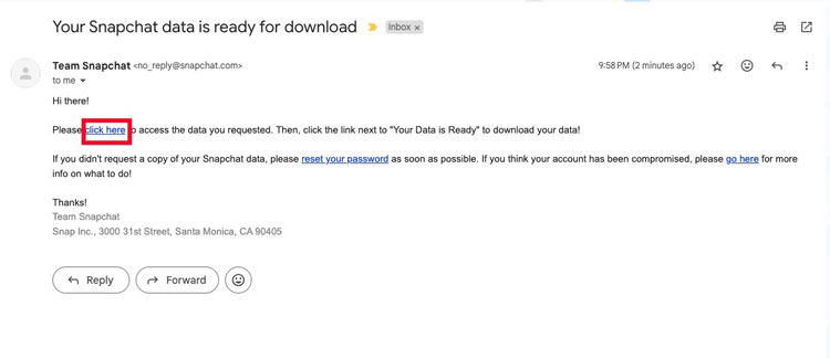 Snapchat Data Download Email