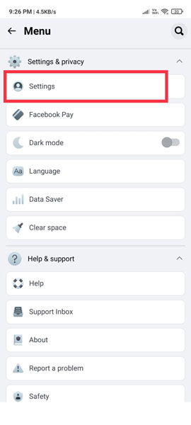 Facebook Lite Settings