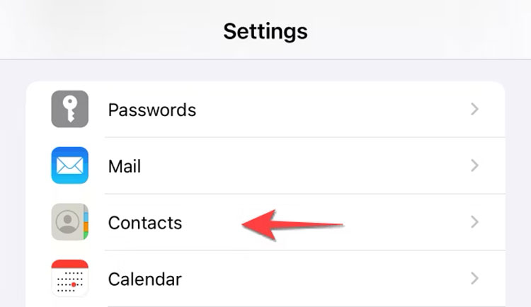 Contacts on iOS