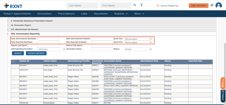 RXNT Patient Prescriptions and Other Reports