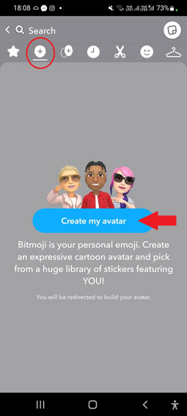 Snapchat Create my avatar Button