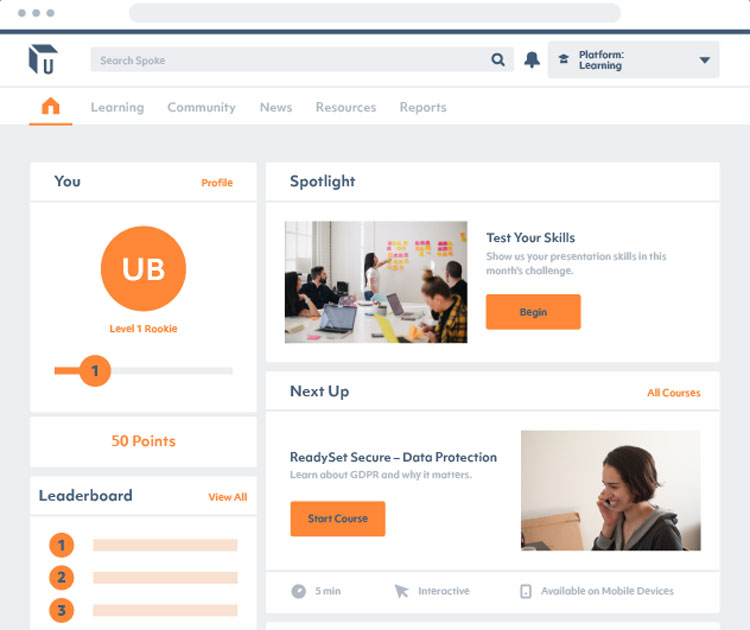 Spoke LMS User Dashboard