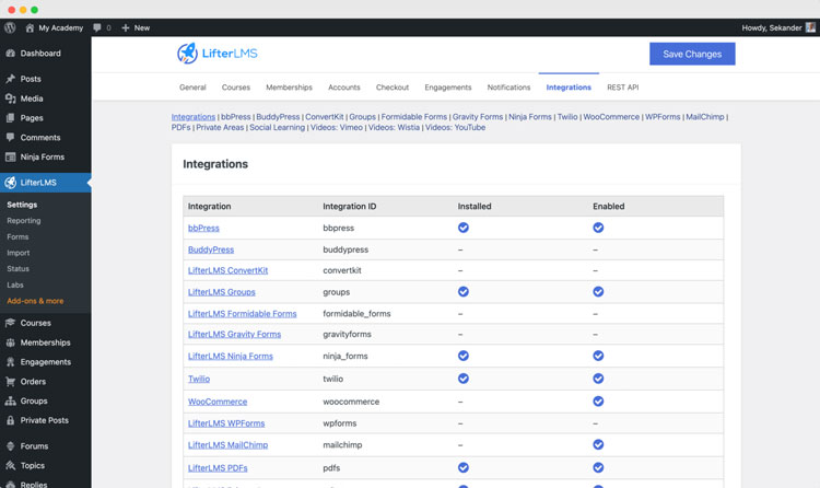 LifterLMS Integrations