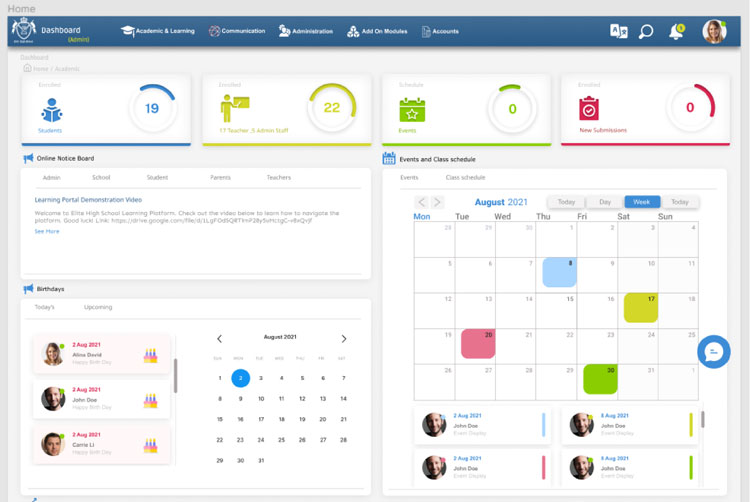 LMS Dashboard Example