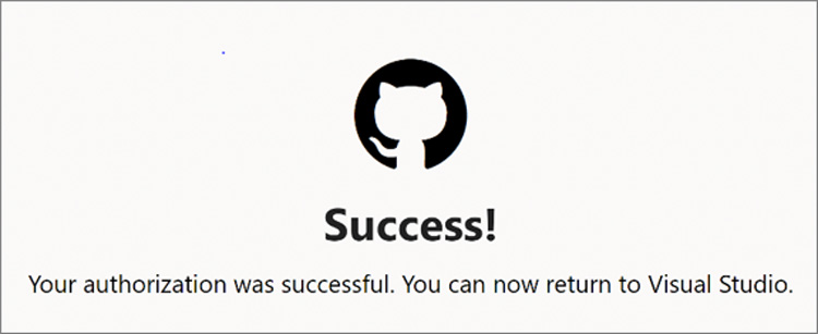 Visual Studio Successful Authorization to GitHub