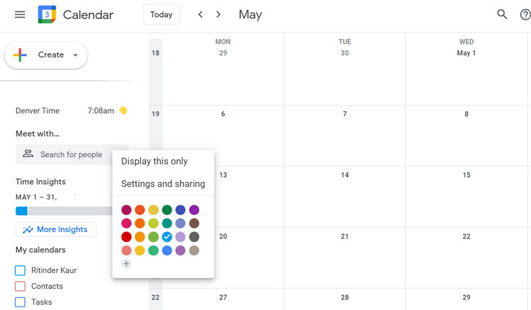 Google Calendar Settings and Sharing