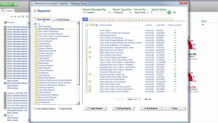 Reporting and Analytics in Maintenance Connection